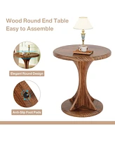 Tribesigns Round End Side Table: Wood Small Sofa Chair Side Table for Living Room, Mid-Century Bedside Nightstand for Bedroom, Accent Table, Easy Asse