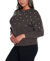 Belldini Black Label Plus Embellished Drop-Shoulder Lurex Sweater