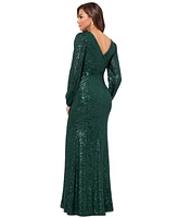 Xscape Women's Sequinned High-Slit Evening Gown