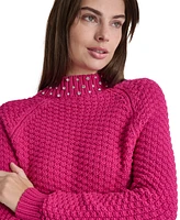 Dkny Jeans Petite Embellished Mock-Neck Sweater