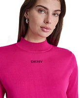 Dkny Jeans Petite Mock-Neck Embellished-Logo Sweater