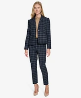 Tommy Hilfiger Women's Plaid Puff-Sleeve Single-Button Blazer