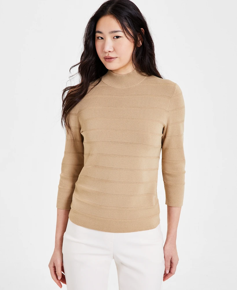 Anne Klein Women's Mock Neck 3/4-Sleeve Sweater