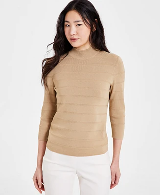 Anne Klein Women's Mock Neck 3/4-Sleeve Sweater