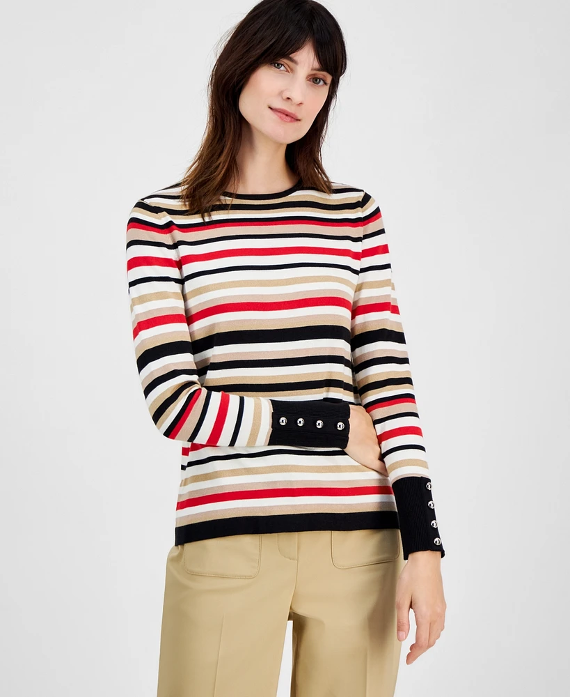 Anne Klein Women's Boat-Neck Striped Sweater