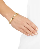 Polished Hinged Cuff Bangle Bracelet in 18k Gold-Plated Sterling Silver