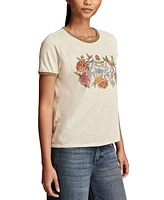 Lucky Brand Women's Cotton Floral Classic Ringer T-Shirt