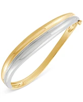 Polished Two-Tone Wavy Double Bangle Bracelet in Sterling Silver & 18k Gold-Plate