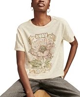 Lucky Brand Women's Cotton Floral Sketch Boyfriend T-Shirt