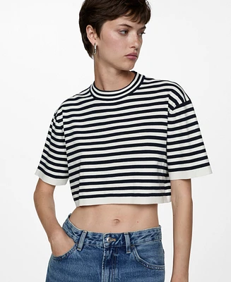 Mango Women's Crop Striped Sweater