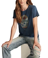 Lucky Brand Women's Cotton Sugar Skull Classic Crewneck T-Shirt