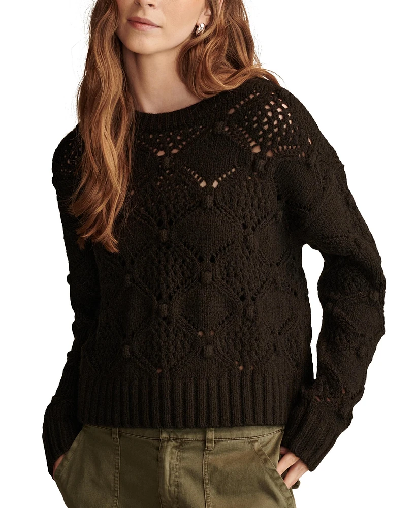 Lucky Brand Women's Bobble Mixed-Stitch Crewneck Sweater