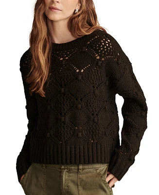 Lucky Brand Women's Bobble Mixed-Stitch Crewneck Sweater