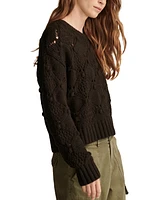 Lucky Brand Women's Bobble Mixed-Stitch Crewneck Sweater