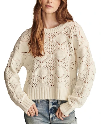 Lucky Brand Women's Bobble Mixed-Stitch Crewneck Sweater