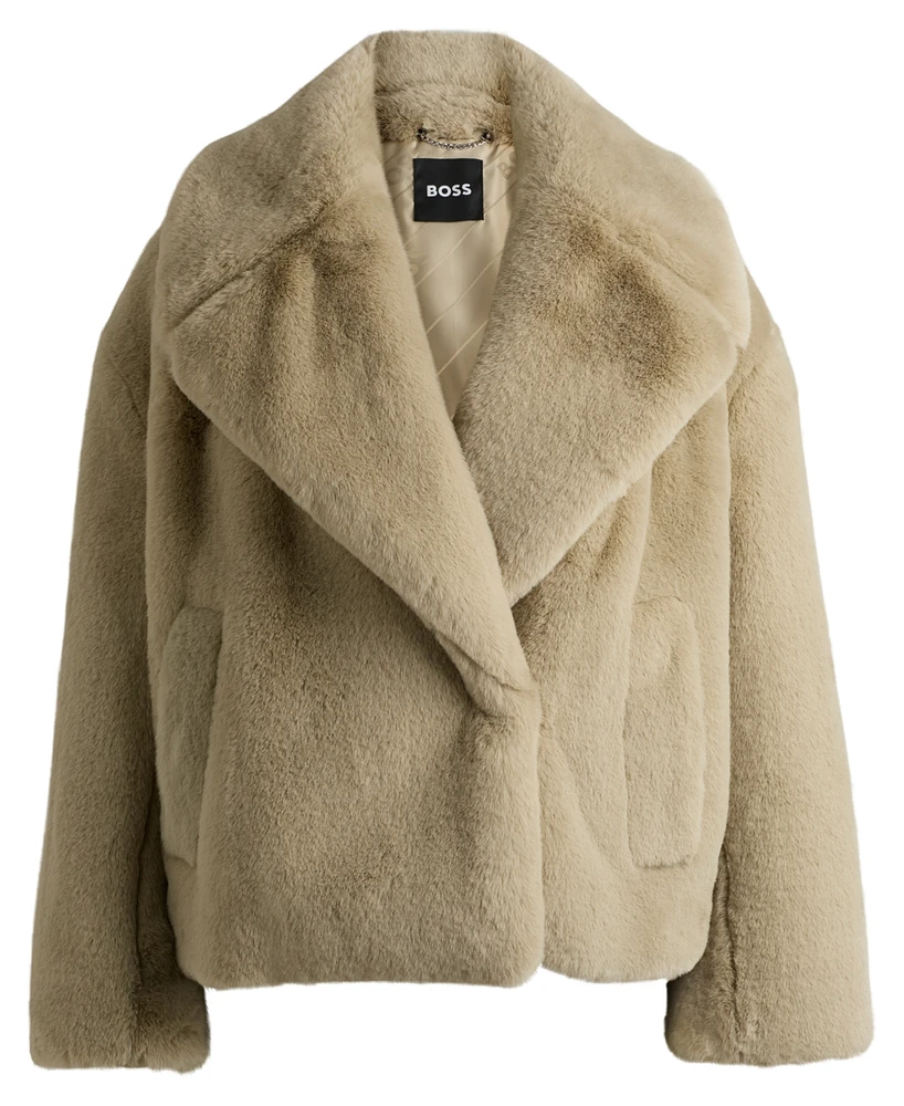 Boss by Hugo Boss Women's Cropped Plush Teddy Coat