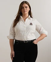 Lauren Ralph Plus Beaded Crest Shirt