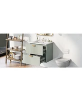 Slickblue Green Bathroom Vanity with 2 Drawers - Ideal for Small Spaces