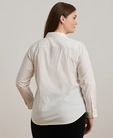 Lauren Ralph Plus Beaded Crest Shirt