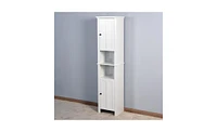 Slickblue Bathroom Floor Storage Cabinet with 2 Doors Living Room Wooden Cabinet with 6 Shelves 15.75 x 11.81 x 66.93 inch