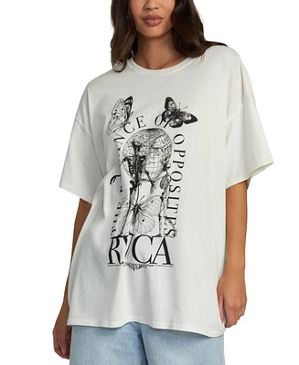 Rvca Women's Skeleton Graphic Cotton T-Shirt