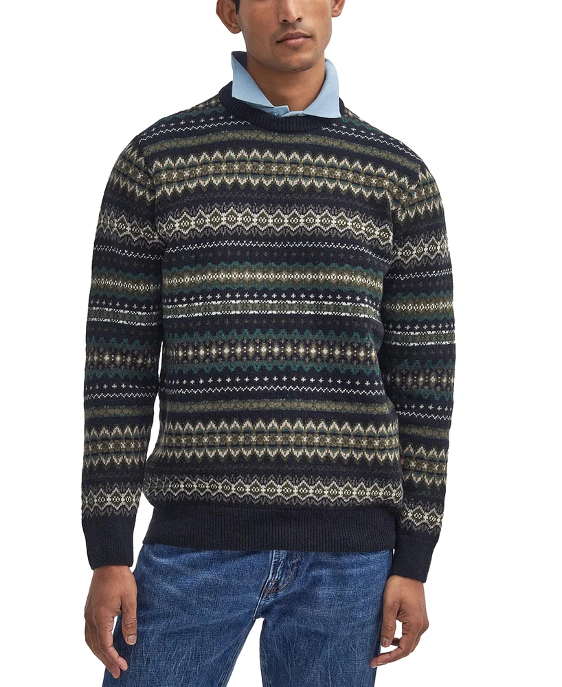 Barbour Men's Case Classic-Fit Fair Isle Wool Crewneck Sweater