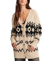 Lucky Brand Women's Cotton Southwest Cocoon Cardigan Sweater