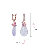 Bling Jewelry Natural Pink Rose Quartz Teardrop Bead Accent Drop Earrings Gold Plated