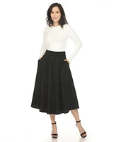 White Mark Women's Tweed Midi Skirt