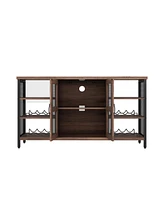 Slickblue Industrial Wine Bar Cabinet, Liquor Storage Credenza