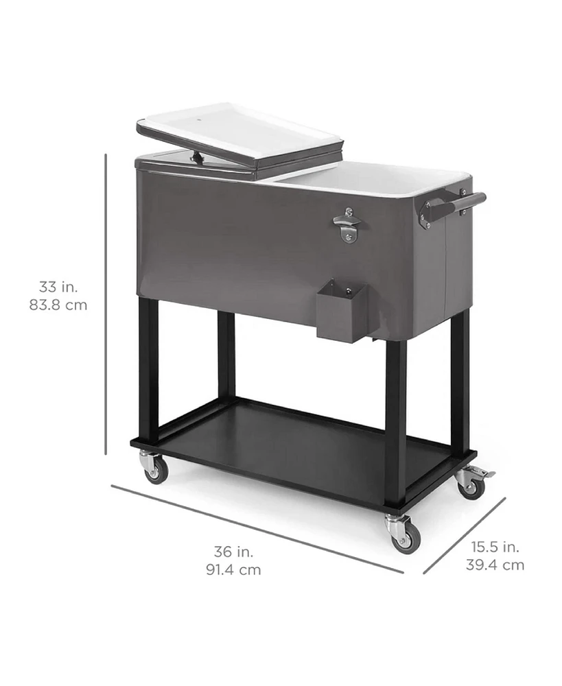 Best Choice Products 80qt Steel Rolling Cooler Cart w/ Bottle Opener, Catch Tray, Drain Plug, Locking Wheels