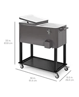 Best Choice Products 80qt Steel Rolling Cooler Cart w/ Bottle Opener, Catch Tray, Drain Plug, Locking Wheels