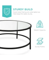 Best Choice Products 36in Round Tempered Glass Coffee Table for Home, Living Room, Dining Room