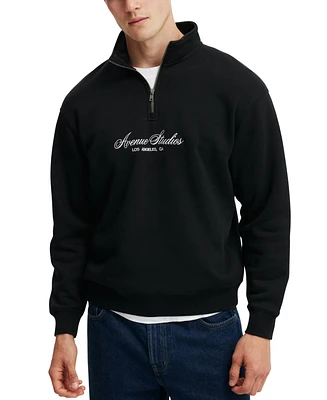 Cotton On Men's Graphic 1/4 Zip Fleece Sweatshirt