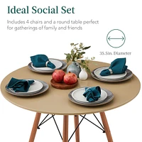 Best Choice Products 5-Piece Compact Mid-Century Modern Dining Set w/ 4 Chairs