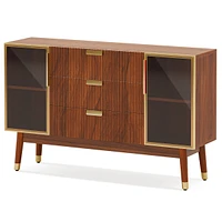 Tribesigns Sideboard Buffet Cabinet, Mid-Century Buffet Cabinet with 2 Doors & 3 Drawers, 55.1'' Kitchen Storage Cabinet with Solid Wood Legs, Accent