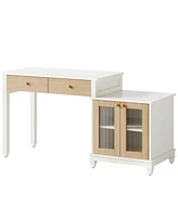 Tribesigns Computer Desk with Drawers, Home Office Desk with Storage Cabinet and Printer Space, Modern Reversible Study Writing Table Workstation for