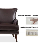 Hulala Home Hardamon Contemporary Leather Arm Chair with Nailhead Trim