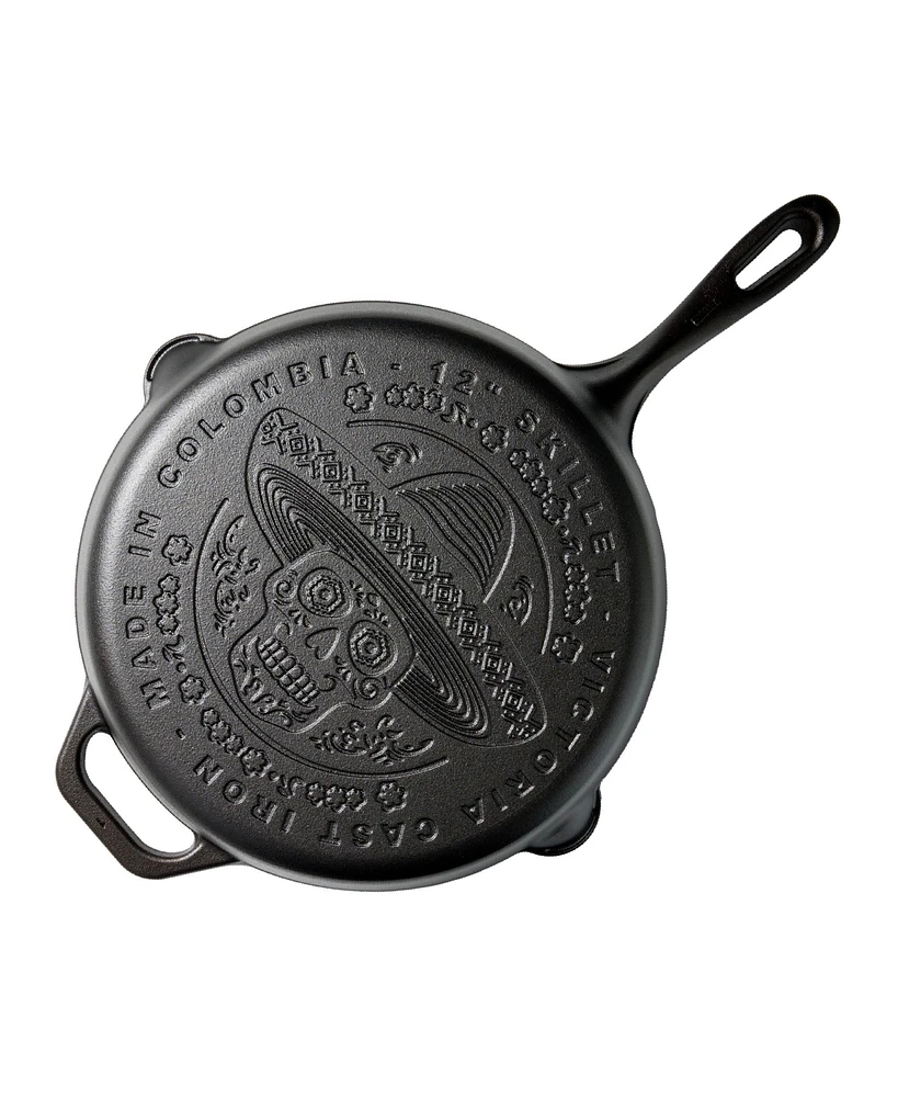 Victoria Cast Iron 12" Skillet with Helper Handle