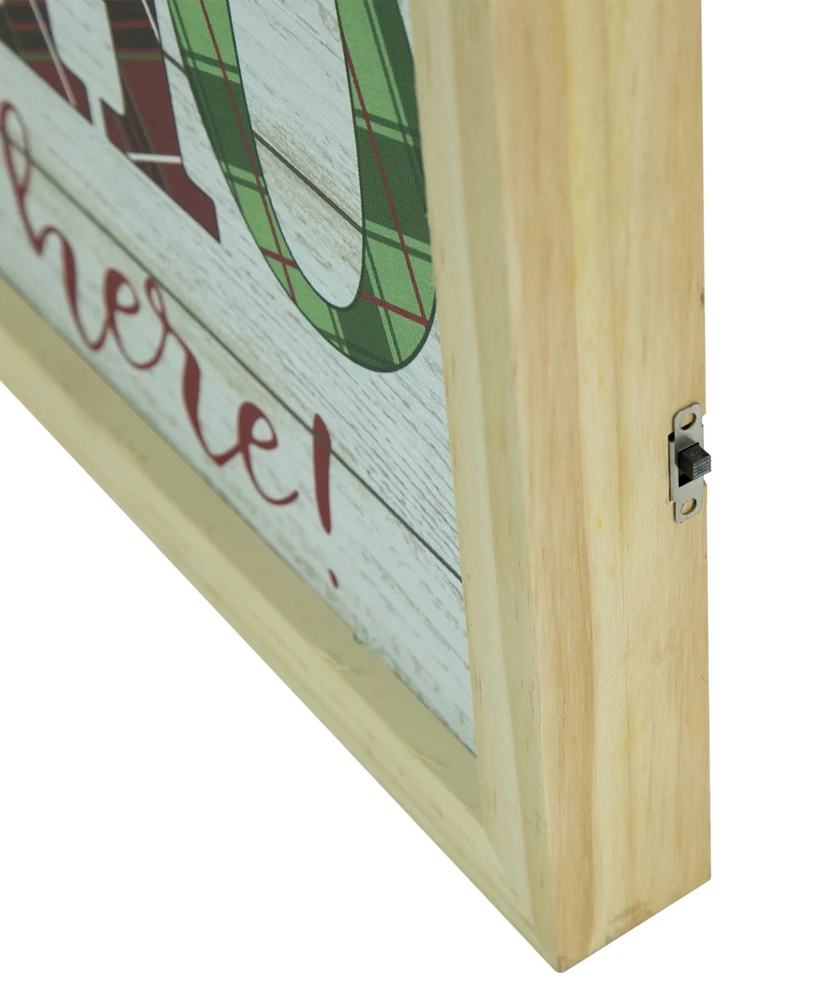 Northlight 19.75" Led Lighted Plaid Wooden Christmas Wall Sign