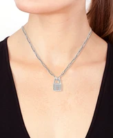 Effy Diamond Padlock 18" Pendant Necklace (1/6 ct. t.w.) in Sterling Silver