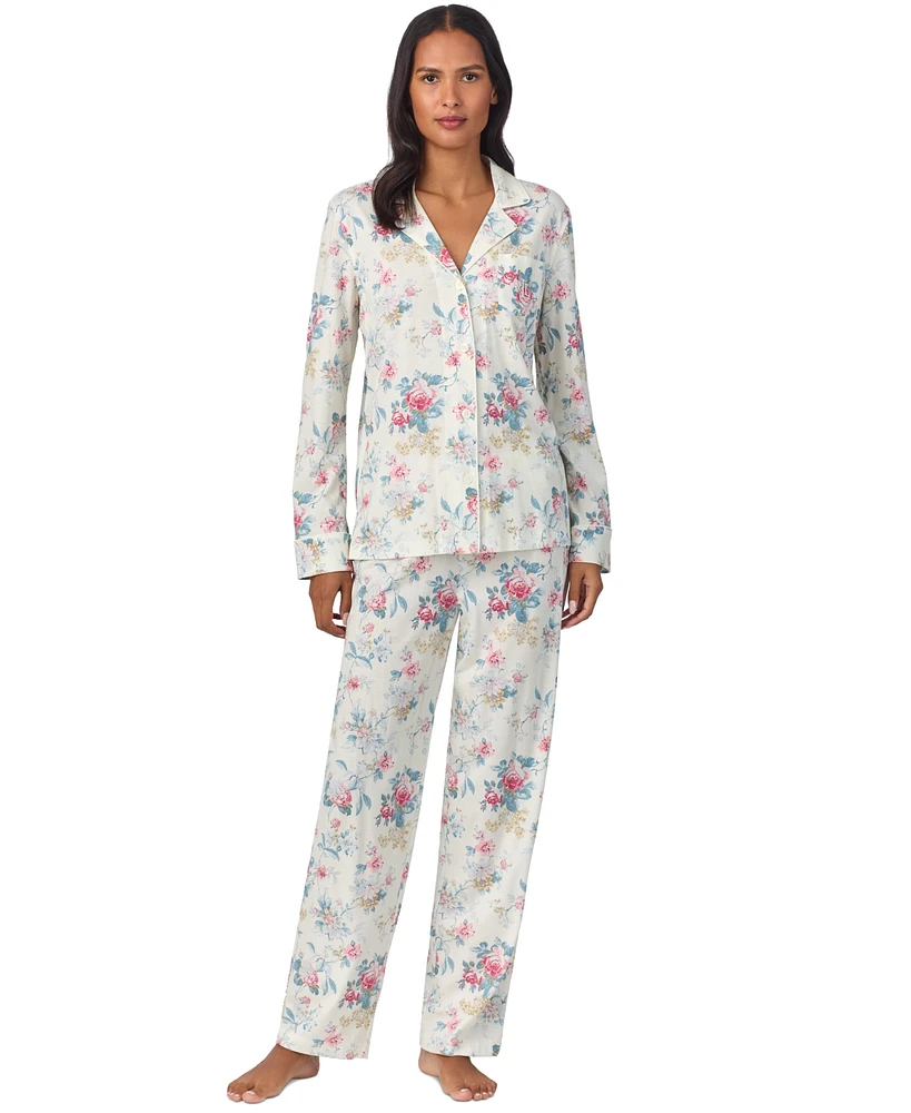 Lauren Ralph Women's Floral Notched-Collar Pajama Set