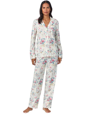 Lauren Ralph Women's Floral Notched-Collar Pajama Set