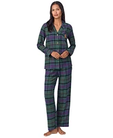 Lauren Ralph Lauren Petite Plaid Notched-Collar Pajama Set