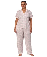 Lauren Ralph Plus Floral Notched-Collar Pajama Set