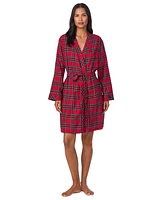 Lauren Ralph Women's Short Plaid Kimono Robe