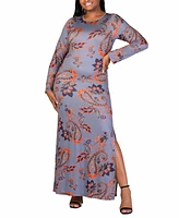 24seven Comfort Apparel Plus Long Sleeve Maxi Dress