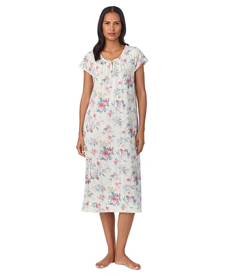 Lauren Ralph Women's Floral Flutter-Sleeve Nightgown