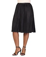 24seven Comfort Apparel Plus Elastic Waistband Party Midi Skirt