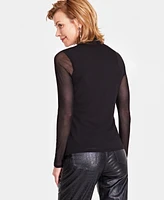 I.n.c. International Concepts Women's Mesh Turtleneck, Created for Macy's